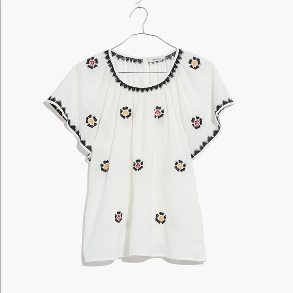 Madewell Tops - NWT- Madewell- Plus Embroidered Flutter-Sleeve Top Size 2X